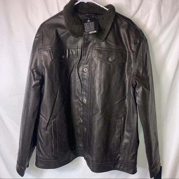 Men’s Leather coat/jacket XRAY JEANS brand TRUCKER JACKET WITH FAUX FUR collar - Picture 3 of 14